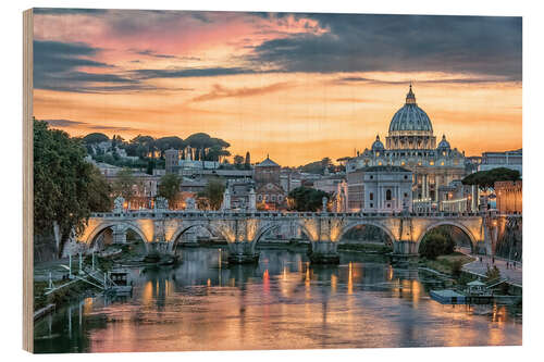 Wood print Sunset in Rome III