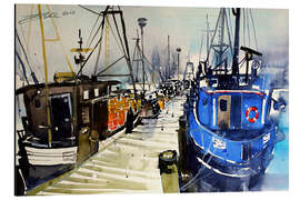 Magnettafel Rügen Fischerboote im Hafen von Sassnitz