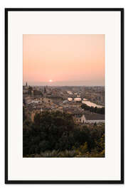 Gerahmter Kunstdruck Florenz, Italien bei Sonnenuntergang