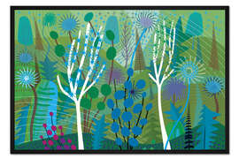 Gerahmter Kunstdruck Grüne moderne Waldlandschaft