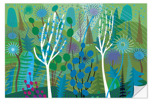 Sticker mural Green Modern Forest Landscape