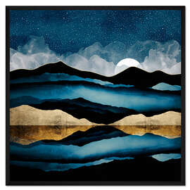 Gerahmter Kunstdruck Berge bei Mitternacht