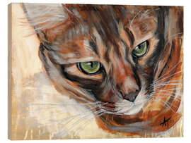 Wood print Attentive cat