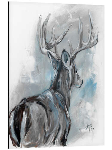 Aluminium print Winter deer