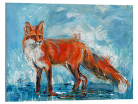 Tableau en aluminium The fox in the rain