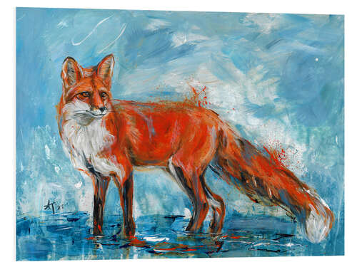 Tableau en PVC The fox in the rain