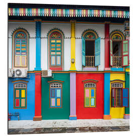 Aluminium print Colorful house facades in the Little India district in Singapore