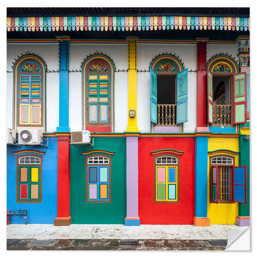 Naklejka na ścianę Colorful house facades in the Little India district in Singapore