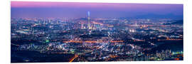 Hartschaumbild Seoul Skyline bei Nacht