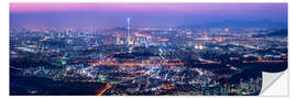 Selvklebende plakat Seoul skyline at night