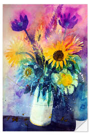 Sticker mural Bouquet with sunflowers