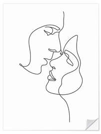 Selvklebende plakat One line couple II