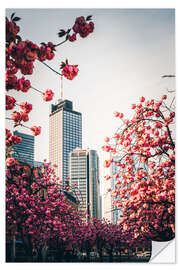 Wall sticker High-rise buildings with cherry blossoms, Frankfurt