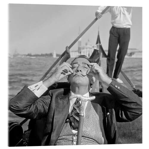 Acrylic print Salvador Dali in a gondola in Venice, 1961