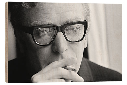 Wood print Michael Caine smoking, 1965