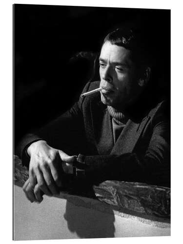 Quadro em plexi-alumínio Jacques Brel with cigarette, Nice 1974