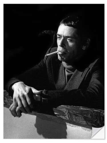 Sticker mural Jacques Brel with cigarette, Nice 1974