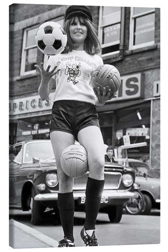 Canvas print Anne Worrall in Soccer World Cup gear, England 1966