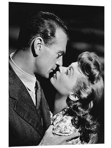 Foam board print Gary Cooper And Lilli Palmer, Cloak And Dagger, 1946