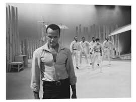 Foam board print Harry Belafonte on set of TV special, 1959