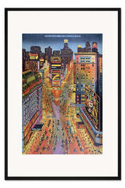 Gerahmter Kunstdruck Illustration 'The Great White Way" Times Square, New York City, 1938