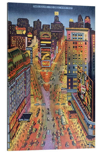 Tableau en plexi-alu Illustration 'The Great White Way' Times Square, New York City, 1938