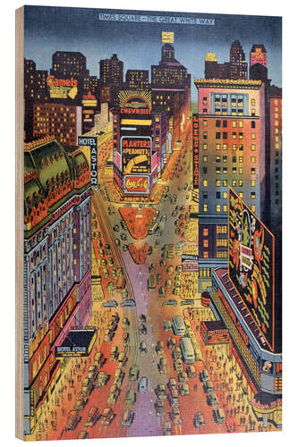 Hout print Illustration 'The Great White Way' Times Square, New York City, 1938