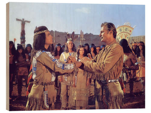 Holzbild Pierre Brice und Lex Barker, 'Winnetou Teil 1', 1963