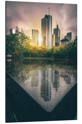 Stampa su alluminio Frankfurt, skyline with sunset