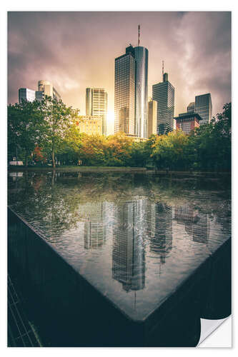 Sticker mural Frankfurt, skyline with sunset