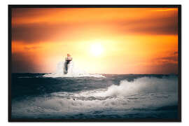 Gerahmter Kunstdruck Leuchtturm im Meer in Tjurpannans Naturreservat