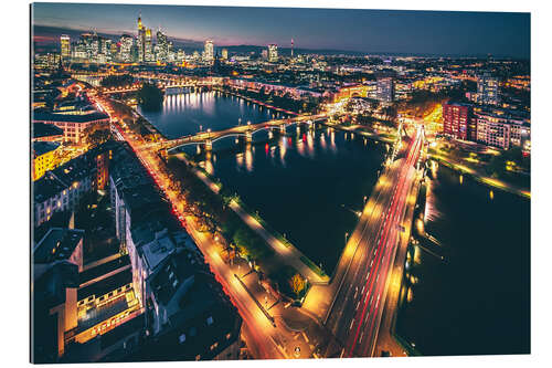 Tableau en plexi-alu Frankfurt at night and from above