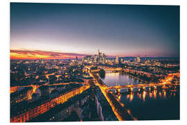 Foam board print Frankfurt at night and illuminated