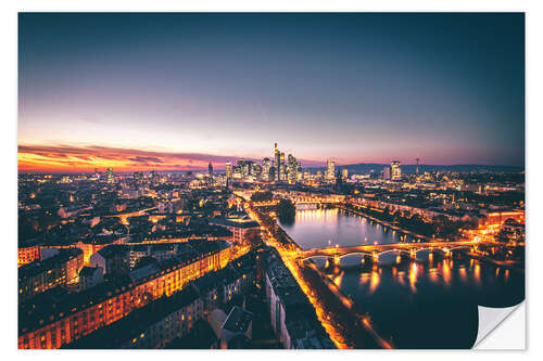 Wandsticker Frankfurt bei Nacht und beleuchtet
