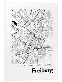 Foam board print City map of Freiburg im Breisgau