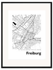 Gerahmter Kunstdruck Stadtplan von Freiburg im Breisgau