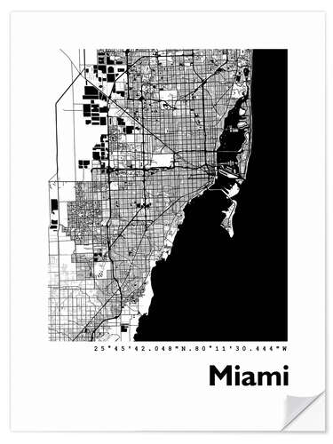 Sticker mural Miami city map