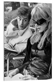 Quadro em plexi-alumínio Alain Delon and Marianne Faithfull, on-set of &#039;Girl on A Motorcycle&#039;, 1967