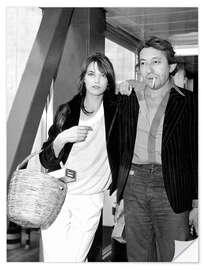 Wandsticker Jane Birkin mit Korb und Serge Gainsbourg