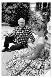 Selvklæbende plakat Brigitte Bardot and Pablo Picasso, 1956