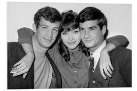 PVC-tavla Jean Paul Belmondo, Anna Karina and Jean Claude Brialy, 1960