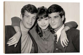 Wood print Jean Paul Belmondo, Anna Karina and Jean Claude Brialy, 1960