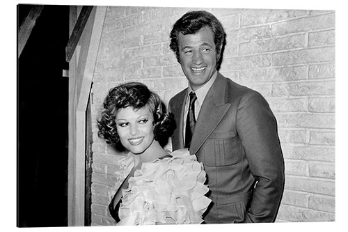 Aluminiumsbilde Jean Paul Belmondo and Claudia Cardinale on the film set, 1972