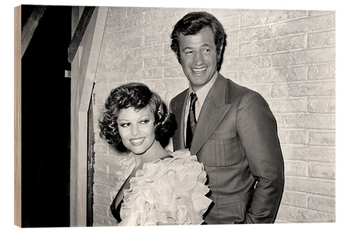 Hout print Jean Paul Belmondo and Claudia Cardinale on the film set, 1972