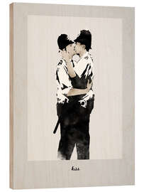 Quadro de madeira Banksy - Kissing Cops