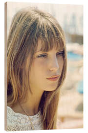 Wood print Jane Birkin in Cannes Harbour, 1969