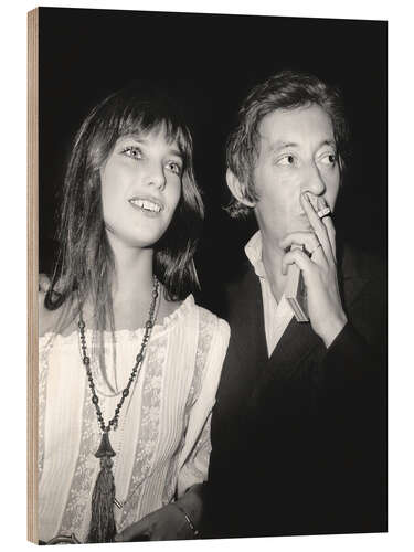 Wood print Jane Birkin and Serge Gainsbourg, at the premiere of 'Cannabis', 1970