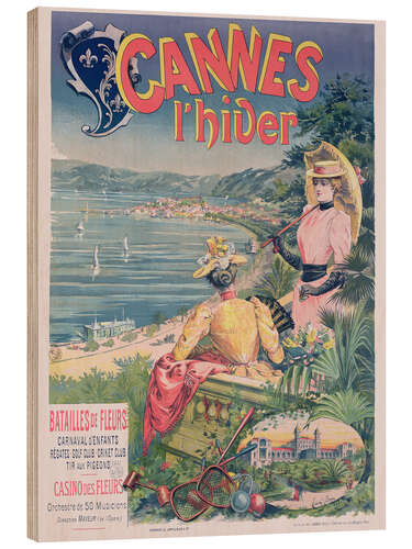 Stampa su legno Advertising poster for the 'Casino des Fleurs', 'Cannes in Winter', 1892