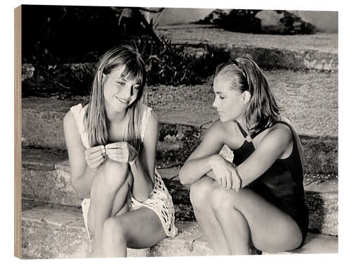 Wood print Jane Birkin and Romy Schneider