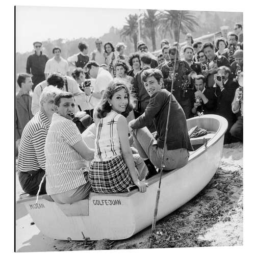 Aluminiumsbilde Lino Ventura, Jean Paul Belmondo and Andrea Parisy, Cannes Film Festival, 1964